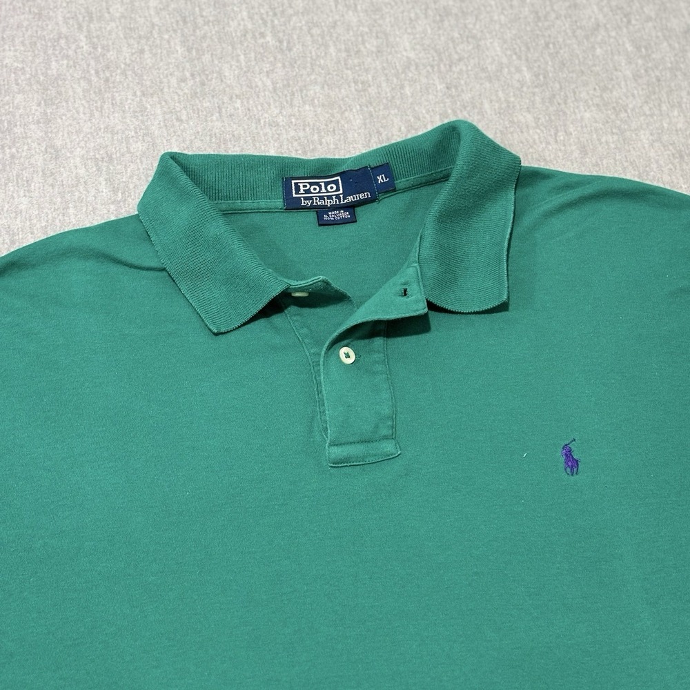 Polo Ralph Lauren Mens XL Green Short Sleeve‎ Cotton Polo Shirt Purple Pony